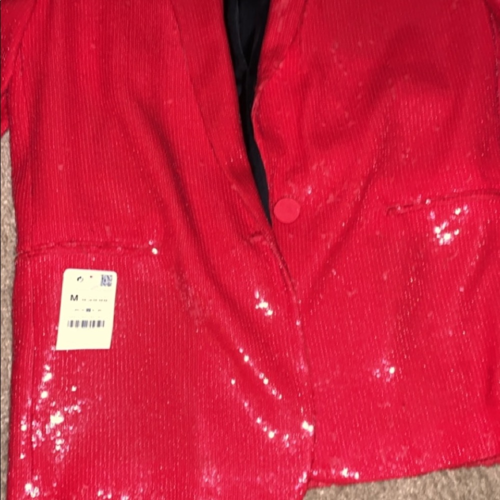 Zara Red Sequin Blazer